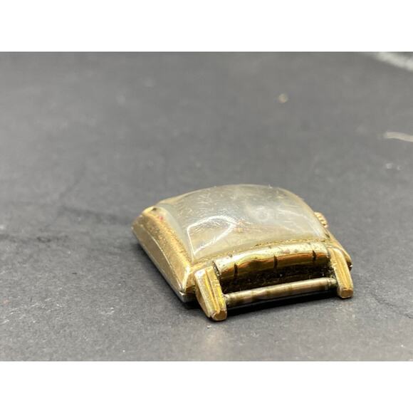 Benrus Vintage 17 Jewel s Square Fancy Tank Style Wristwatch Gold Dial No Band main image 6